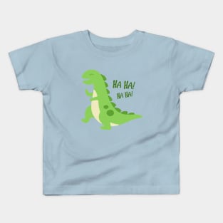 Laughing green dinosaur T rex Kids T-Shirt